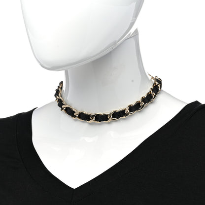 Chanel Metal Lambskin CC Chain Choker Necklace Black Gold 2 of 6