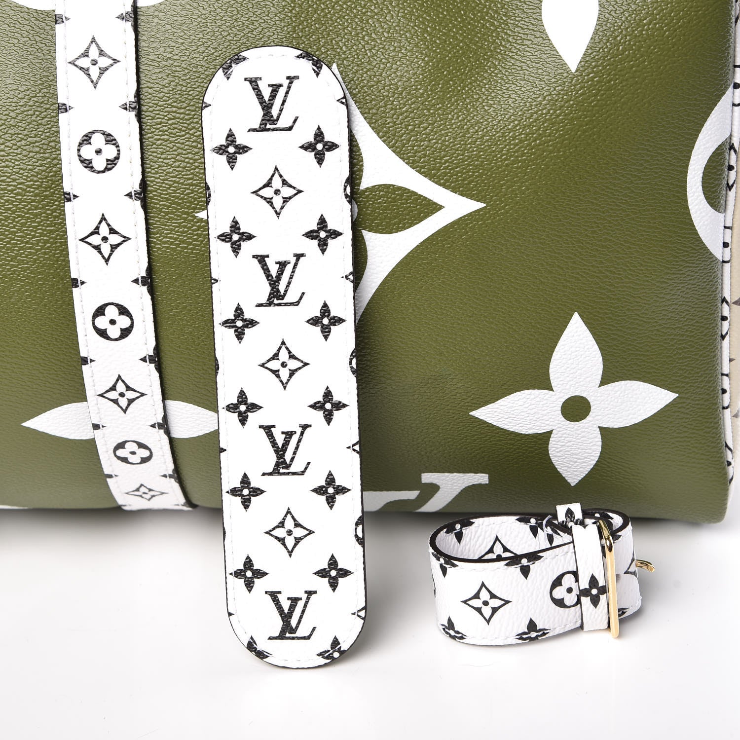 Louis Vuitton Monogram Giant Keepall Bandouliere 50 Kaki Beige 8 of 10