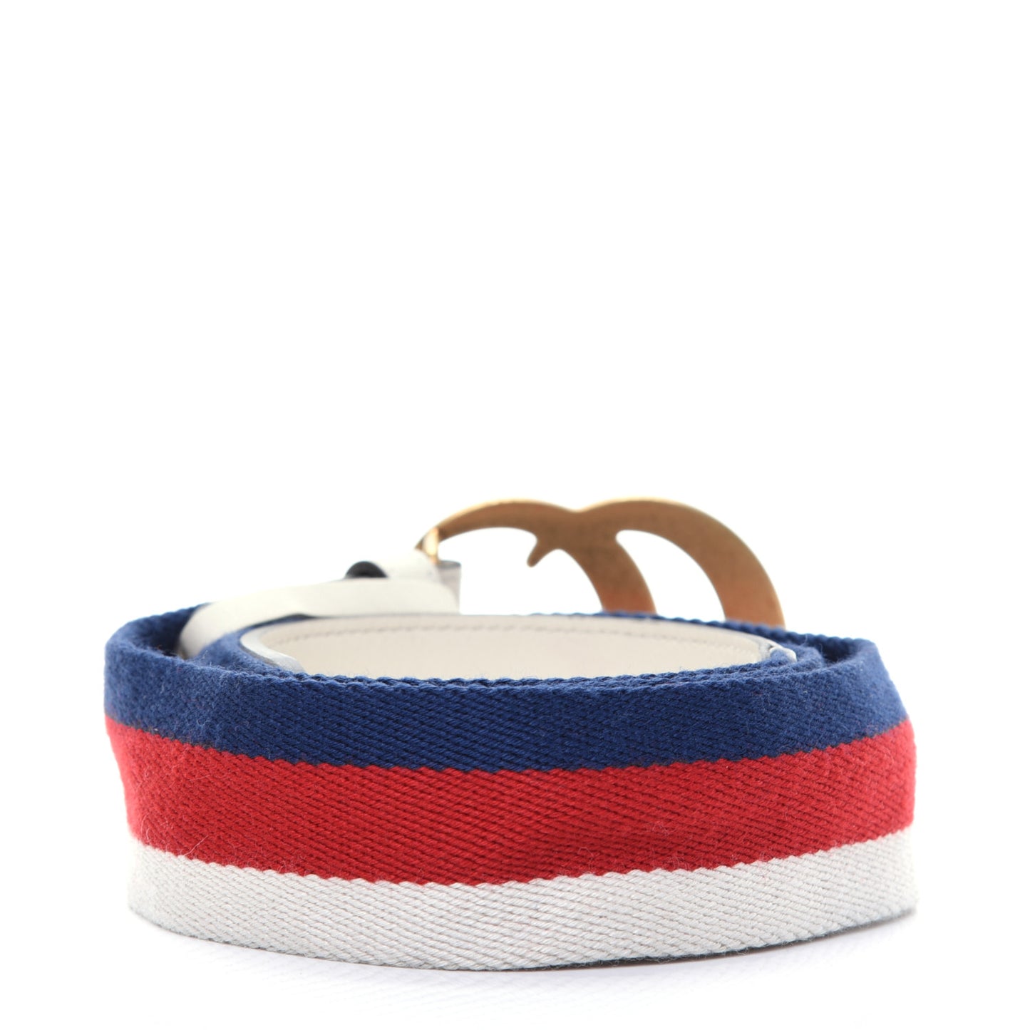 Nylon Calfskin Sylvie Web Double G 40mm Belt 110 44 Mystic White Hibiscus Red Maritime