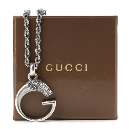 Gucci Sterling Silver G Horse Rope Pendant Necklace 5 of 5