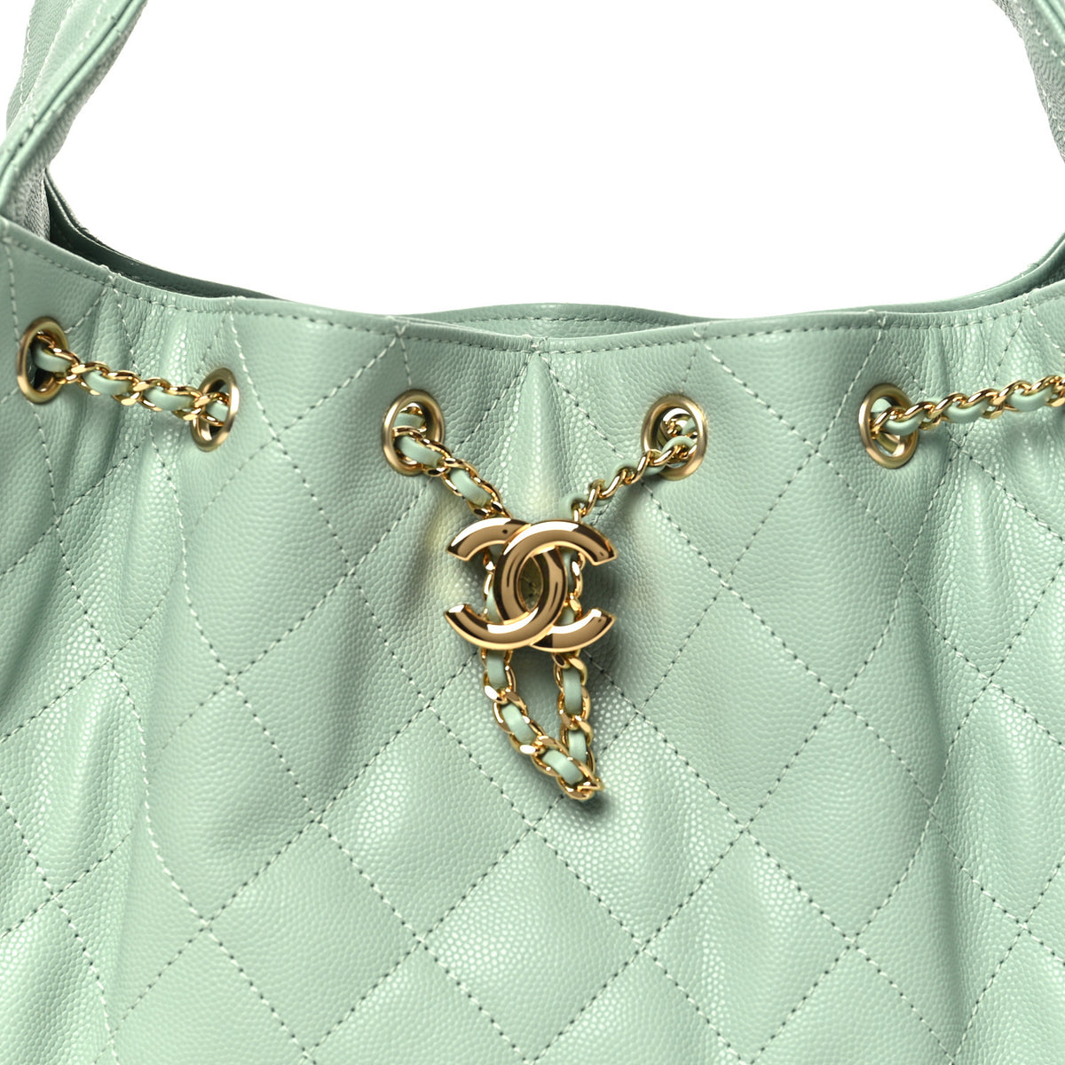 Caviar Quilted Small Chanel 25 Handbag Light Green