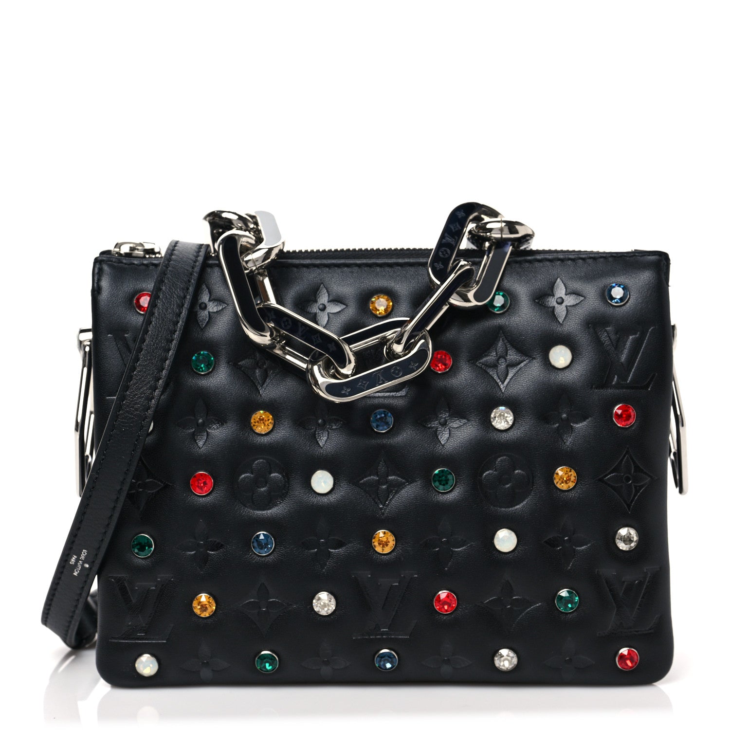 Louis Vuitton Lambskin Monogram Crystal Embossed Embellished Coussin BB Black 1 of 6