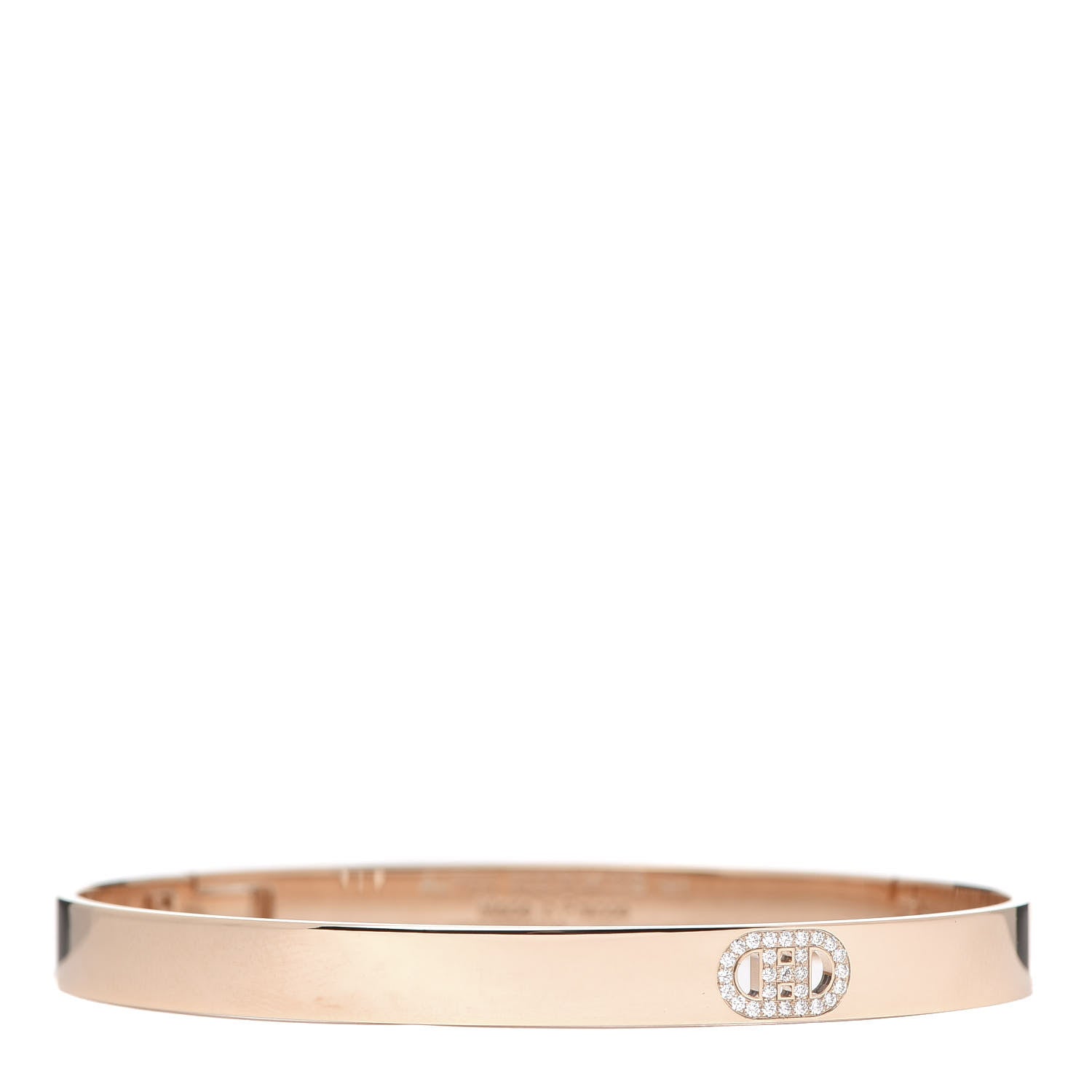 Hermes 18K Rose Gold Diamond PM H D'Ancre Bracelet SH 1 of 6