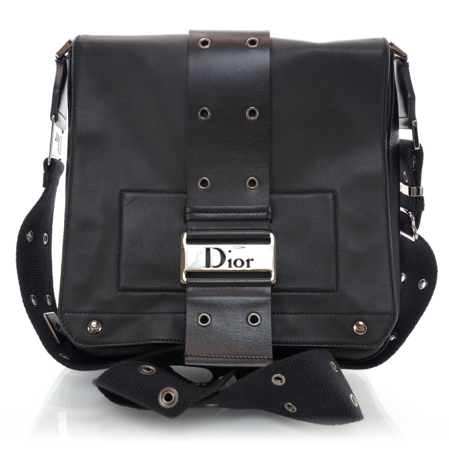 Christian Dior CHRISTIAN DIOR Leather Street Chic Messenger Bag Black 1 of 8