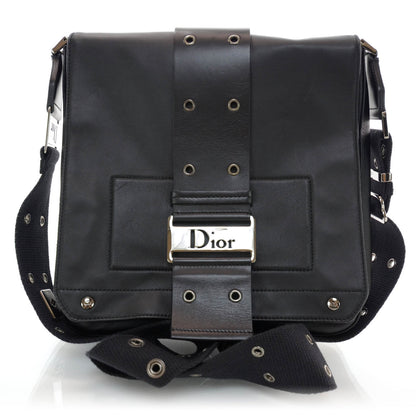 Christian Dior CHRISTIAN DIOR Leather Street Chic Messenger Bag Black 1 of 8