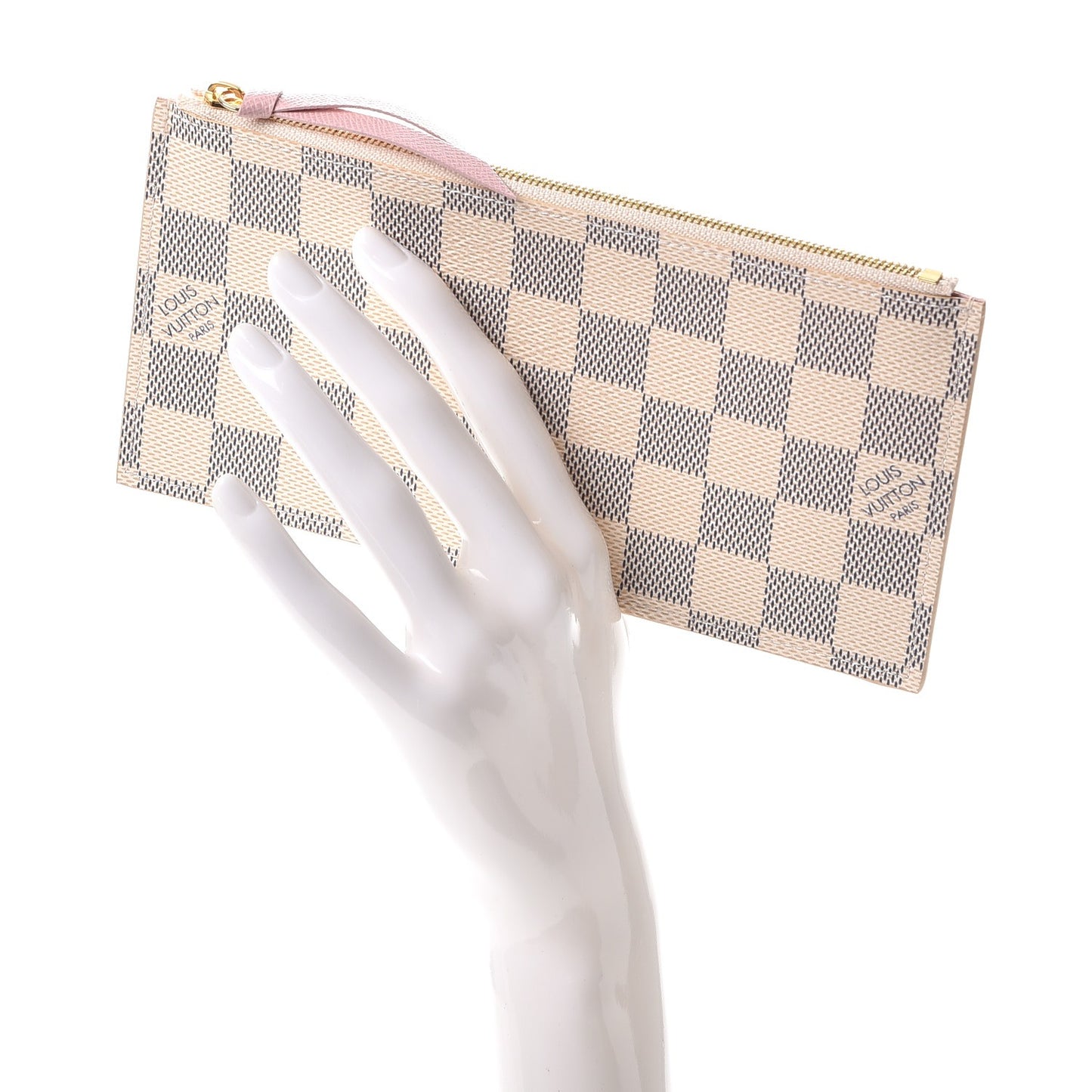 Damier Azur Felicie Chain Wallet Zippered Insert Rose Ballerine