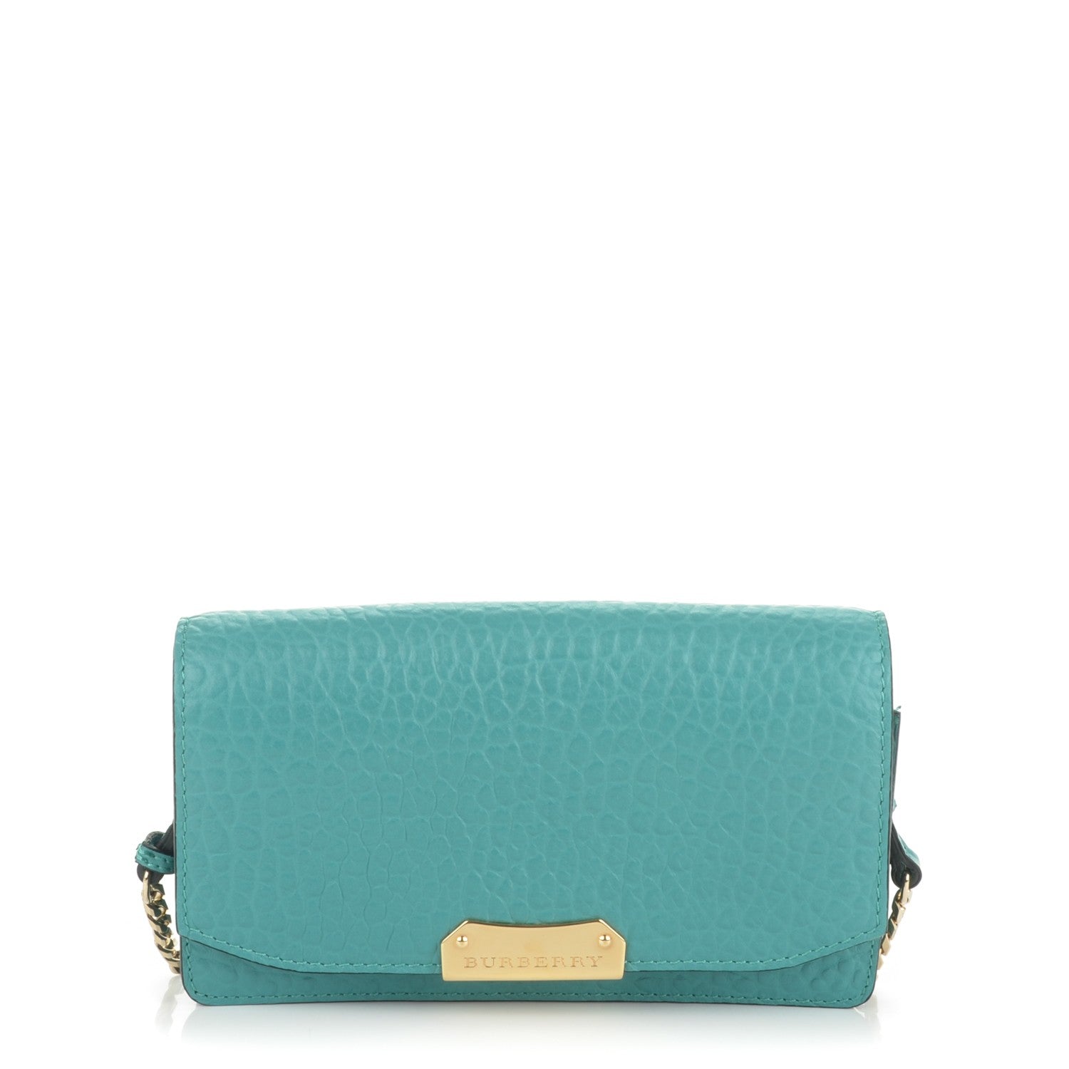 Burberry Signature Grain Small Madison Chain Clutch Aqua 1 of 7
