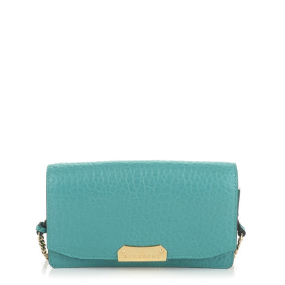 Burberry Signature Grain Small Madison Chain Clutch Aqua 1 of 7