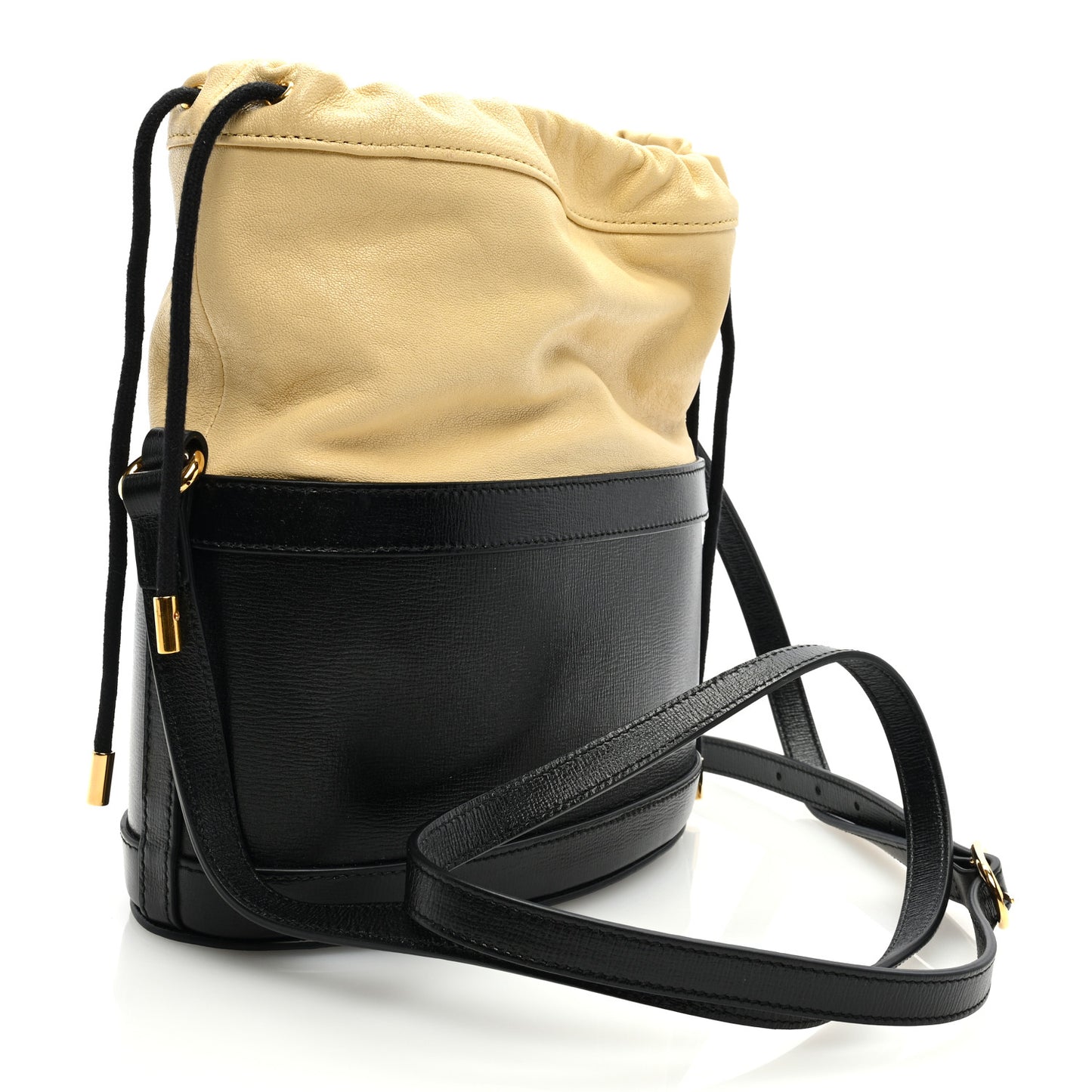 Azalea Sakai Be Green Calfskin Horsebit 1955 Drawstring Bucket Bag Black Butter