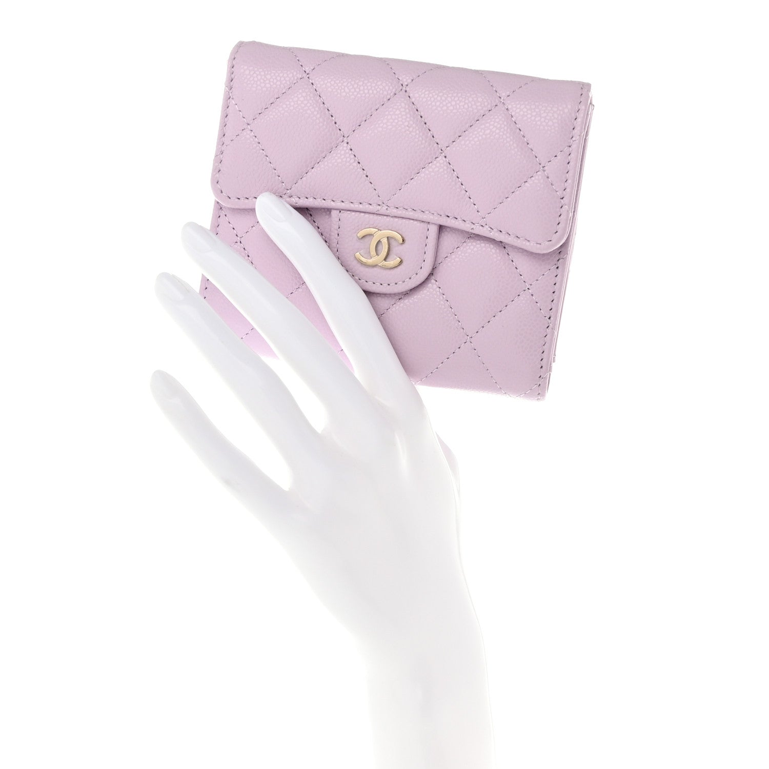 Chanel Caviar Quilted Compact Flap Wallet Light Purple 2 of 10