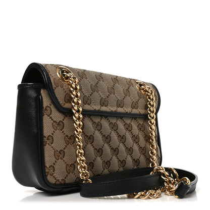 Gucci Monogram Matelasse Diagonal Mini GG Marmont Shoulder Bag Beige Black 3 of 10