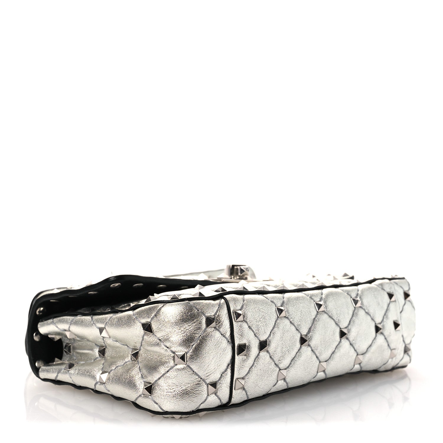 Valentino Garavani Metallic Nappa Small Rockstud Spike Shoulder Bag Silver 4 of 13