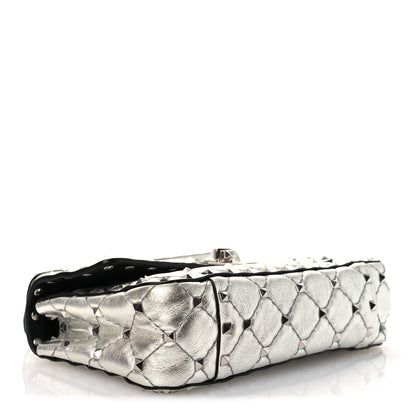 Valentino Garavani Metallic Nappa Small Rockstud Spike Shoulder Bag Silver 4 of 13