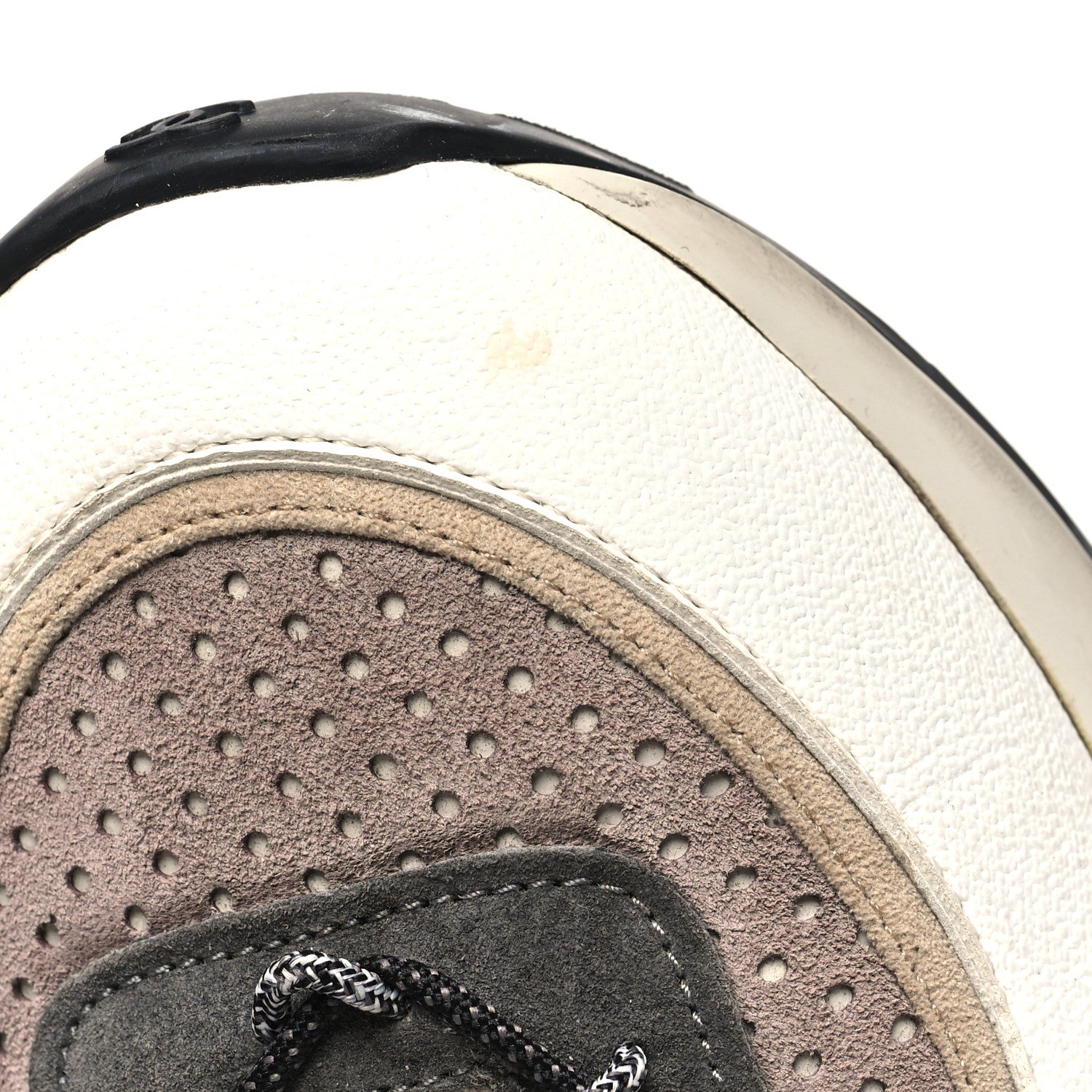 Chanel Fabric Suede Calfskin Mesh Womens CC Sneakers 42 White Grey Purple 9 of 9