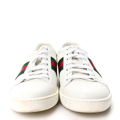 Gucci Calfskin Ayers Bee Embroidered Womens Ace Sneakers 37.5 White Green 3 of 10