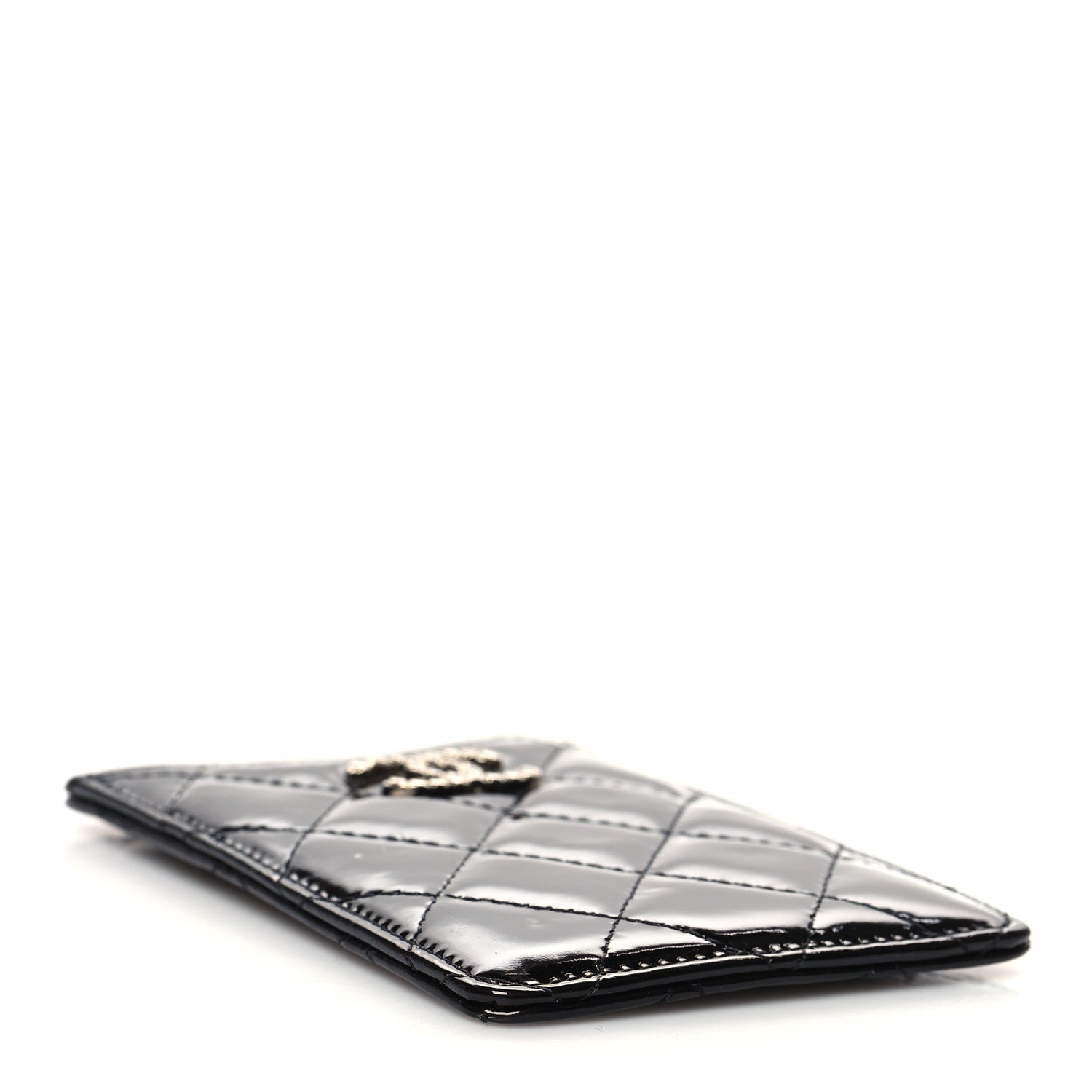Chanel Patent Quilted Brilliant Vertical Card Holder Black 4 of 10