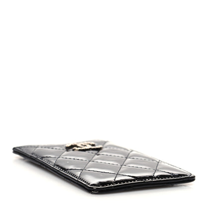 Chanel Patent Quilted Brilliant Vertical Card Holder Black 4 of 10