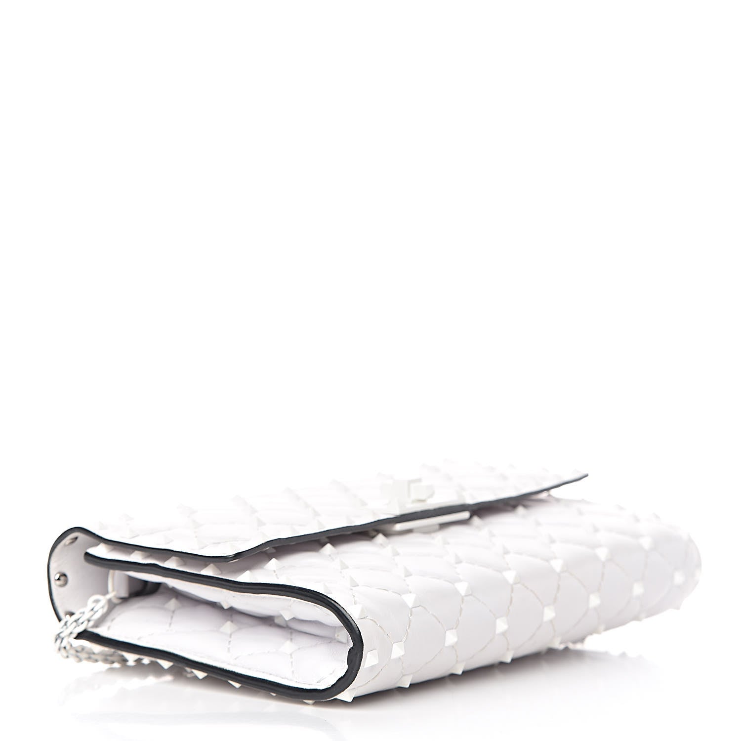 Valentino Garavani Lambskin Free Rockstud Spike Wallet on Chain Optic White 4 of 17