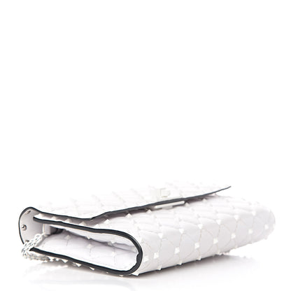 Valentino Garavani Lambskin Free Rockstud Spike Wallet on Chain Optic White 4 of 17