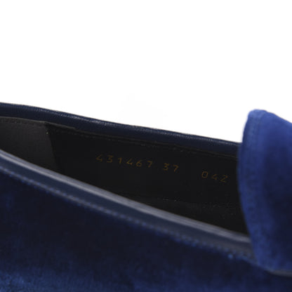 Gucci Velvet Horsebit Womens Jordaan Loafers 37 Blue Cobalt 7 of 9