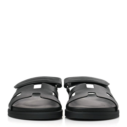 Hermes Calfskin Womens Chypre Sandals 38.5 Black 2 of 9