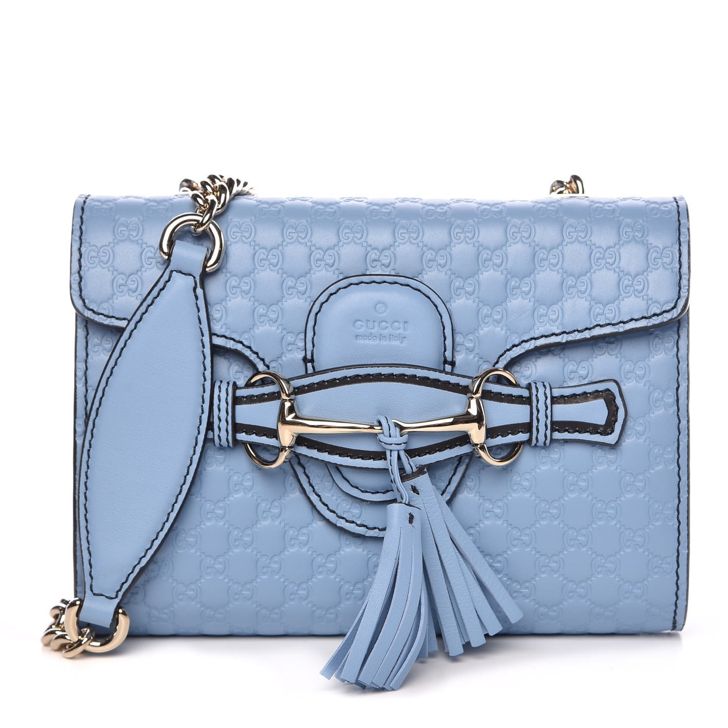Soft Microguccissima Mini Emily Chain Shoulder Bag Mineral Blue
