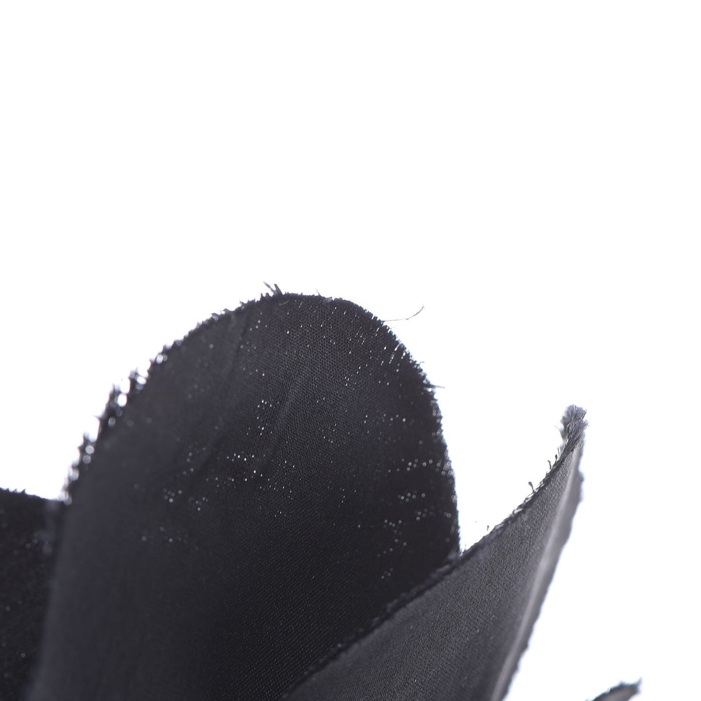 Metallic Fabric Camellia Brooch Black