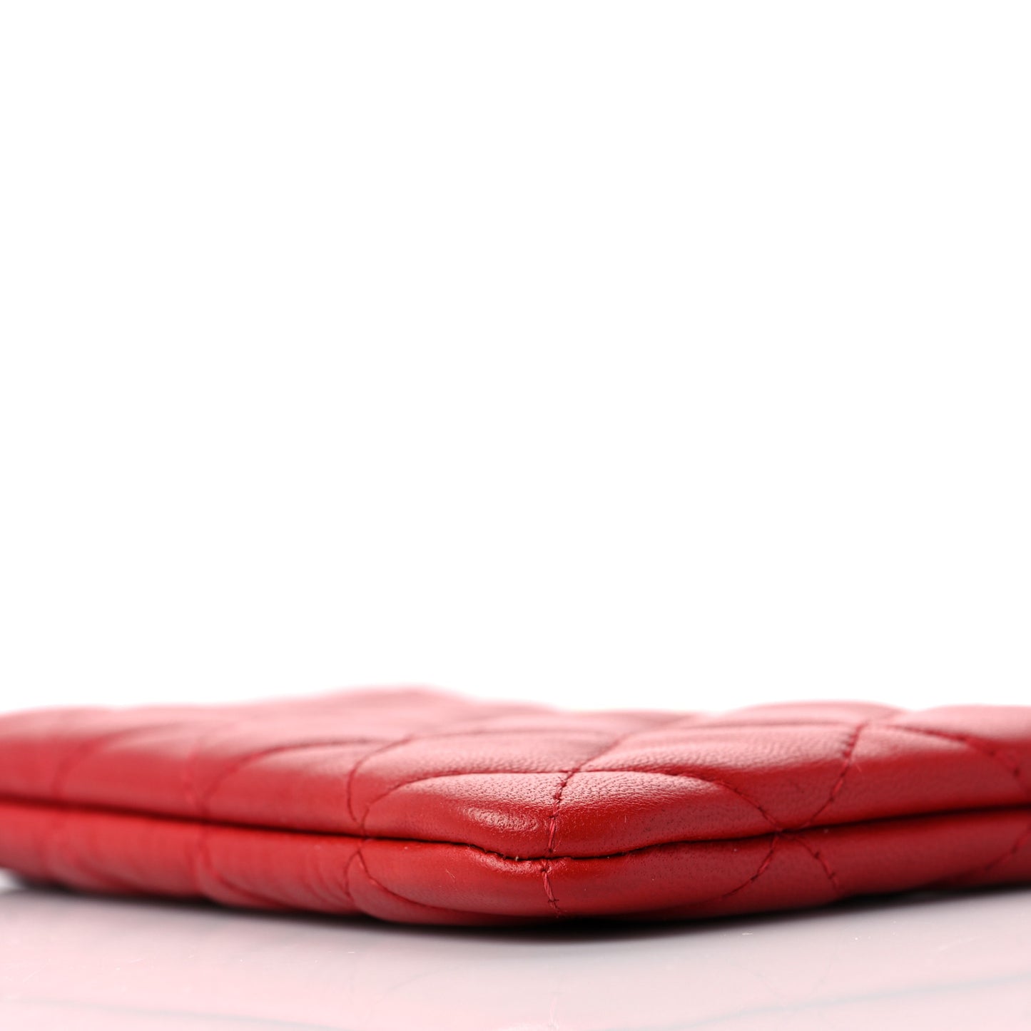 Lambskin Quilted Small Cosmetic Case Red