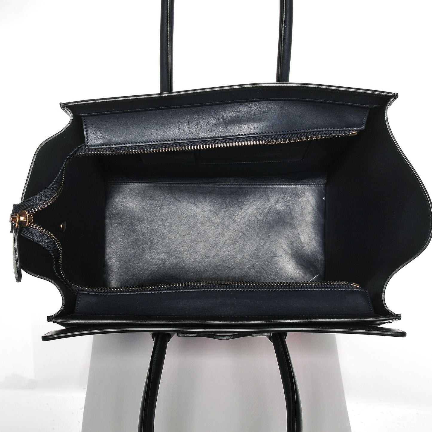 Smooth Calfskin Striped Canvas Mini Luggage Navy Blue
