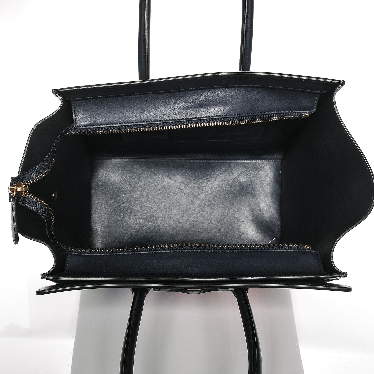 Celine Smooth Calfskin Striped Canvas Mini Luggage Navy Blue 5 of 6
