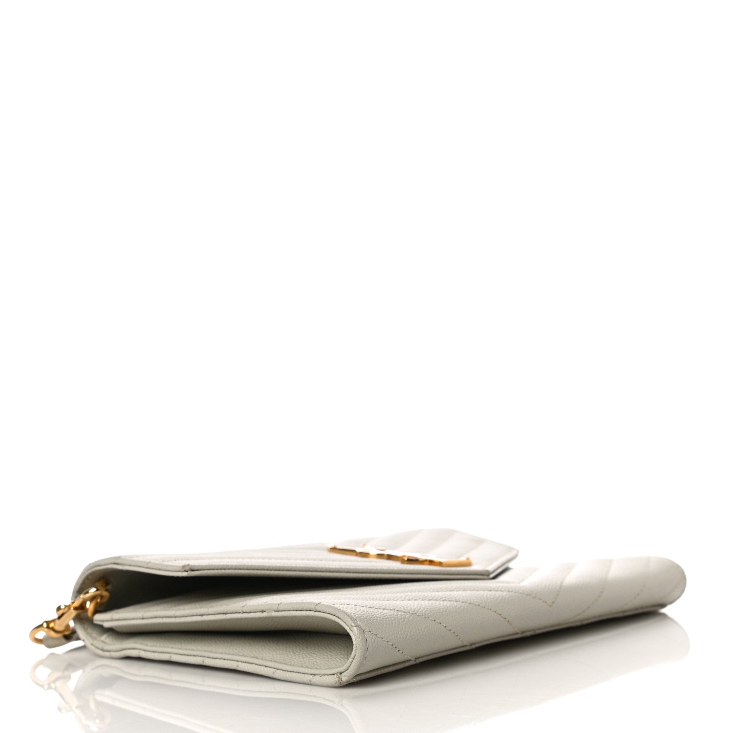 Saint Laurent Grain De Poudre Matelasse Chevron Monogram Envelope Clutch Blanc Vintage 4 of 12
