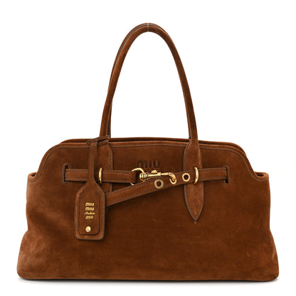 Miu Miu Camoscio Large Aventure Bag Oak 1 of 12