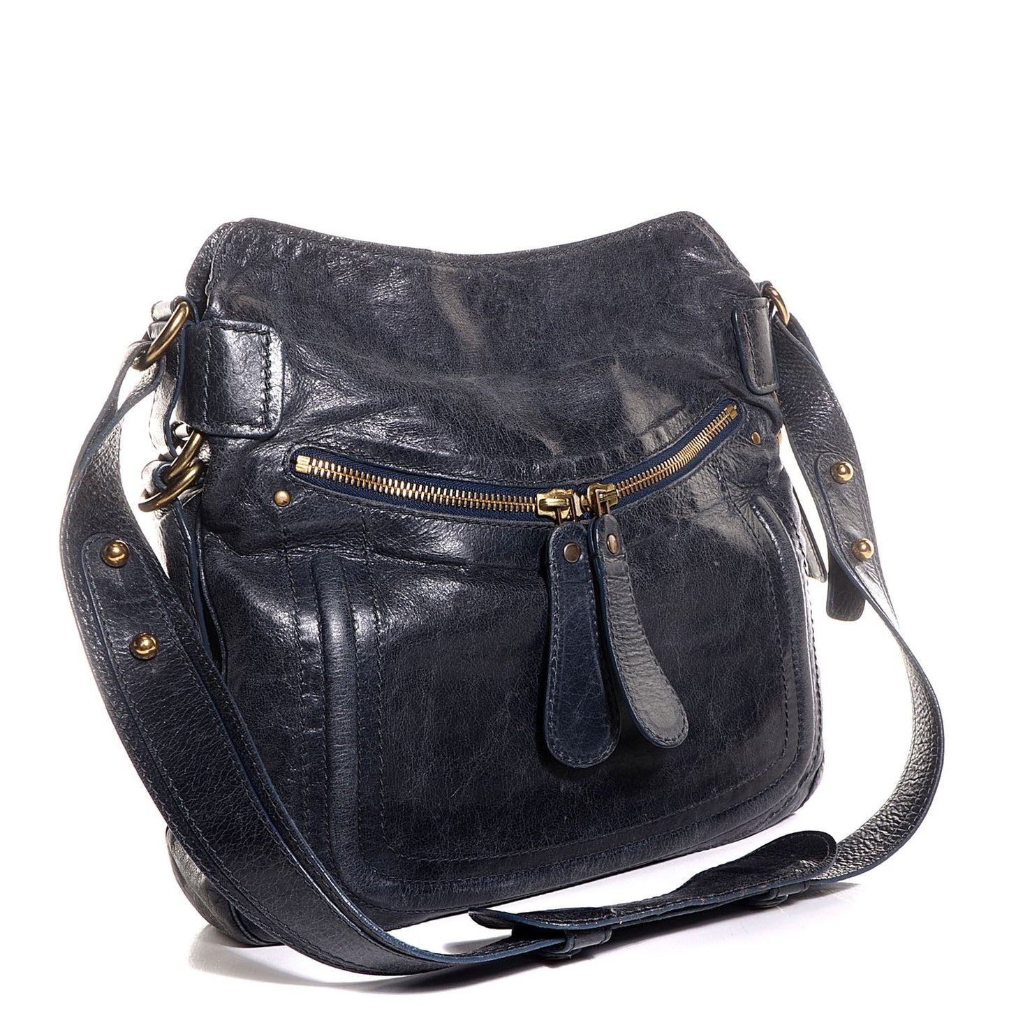 Leather Bay Tote Navy