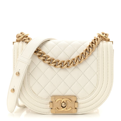 Chanel Caviar Quilted Small Boy Messenger Bag White 1 of 10