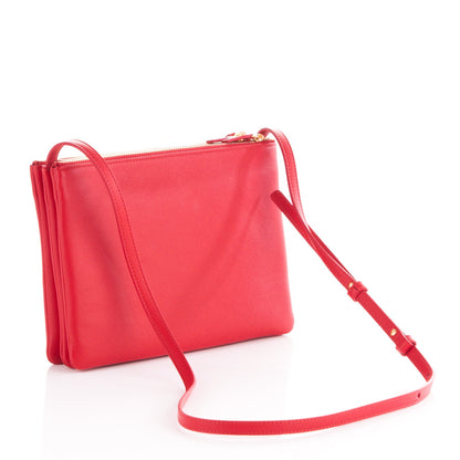 Celine Lambskin Large Trio Crossbody Bag Red 3 of 6