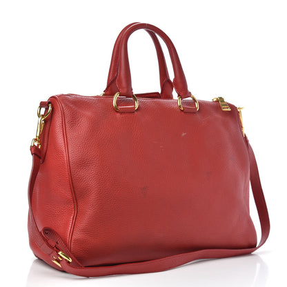 Prada Vitello Daino Top Handle Shoulder Bag Rosso 3 of 15
