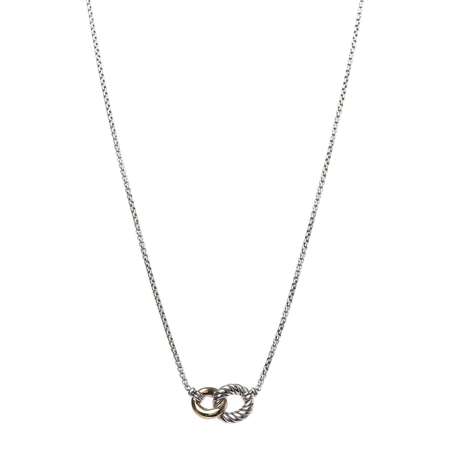 David Yurman Sterling Silver 18K Yellow Gold Belmont Pendant Necklace 1 of 5