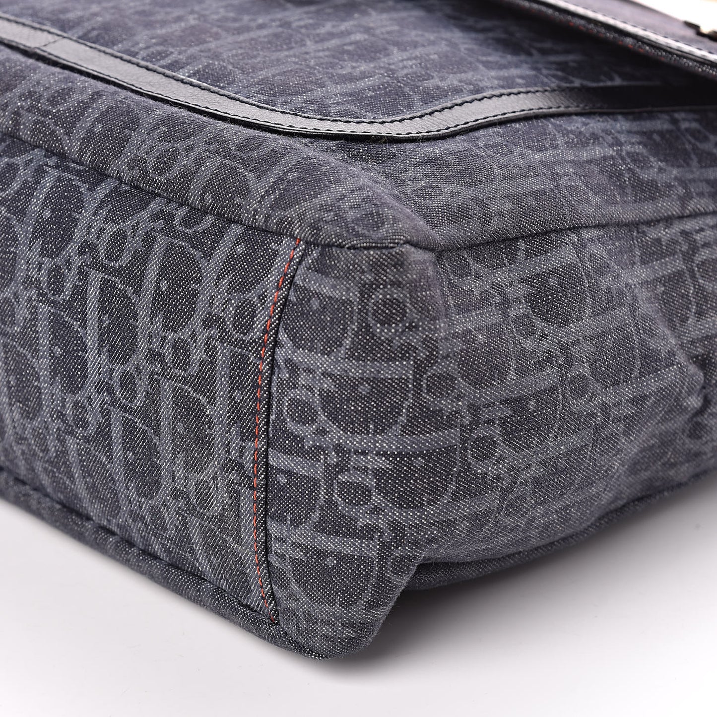 Denim Monogram Flight Messenger Bag Blue