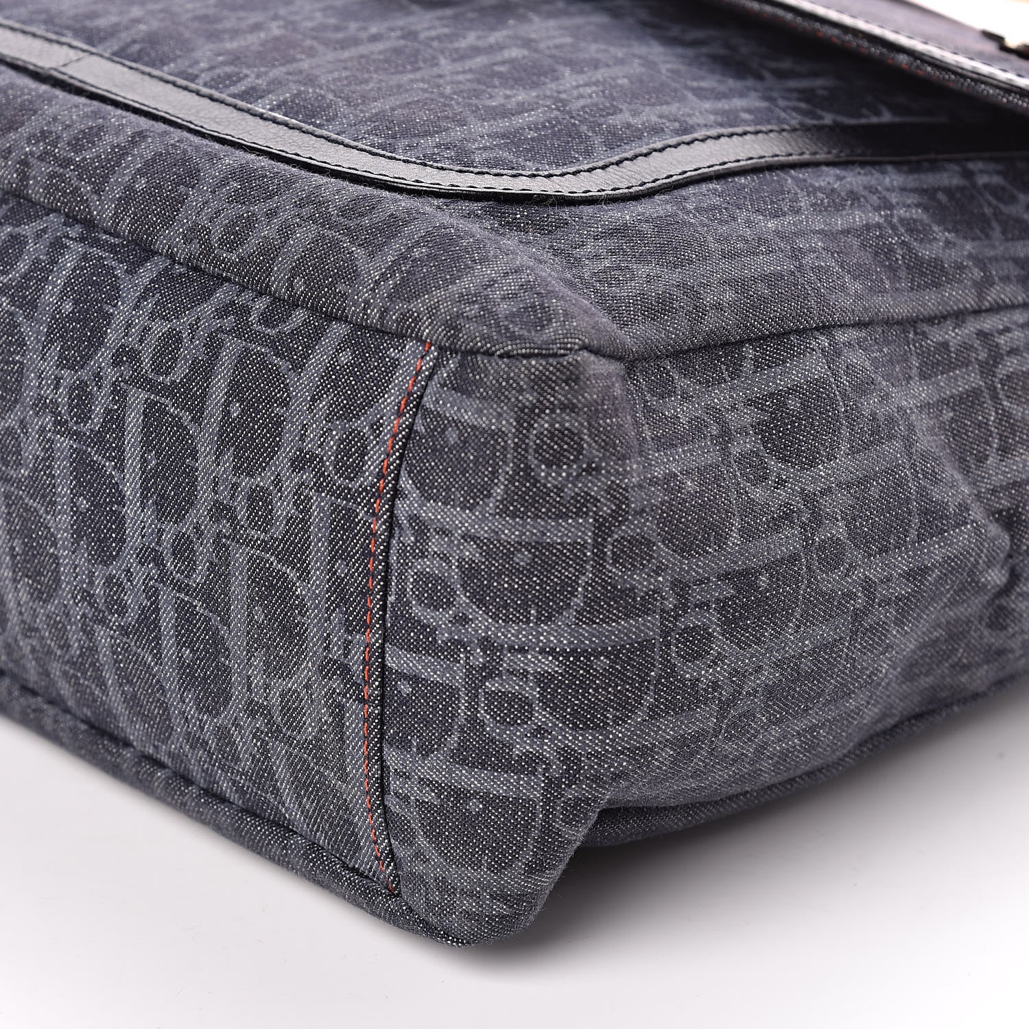 Christian Dior Denim Monogram Flight Messenger Bag Blue 9 of 9