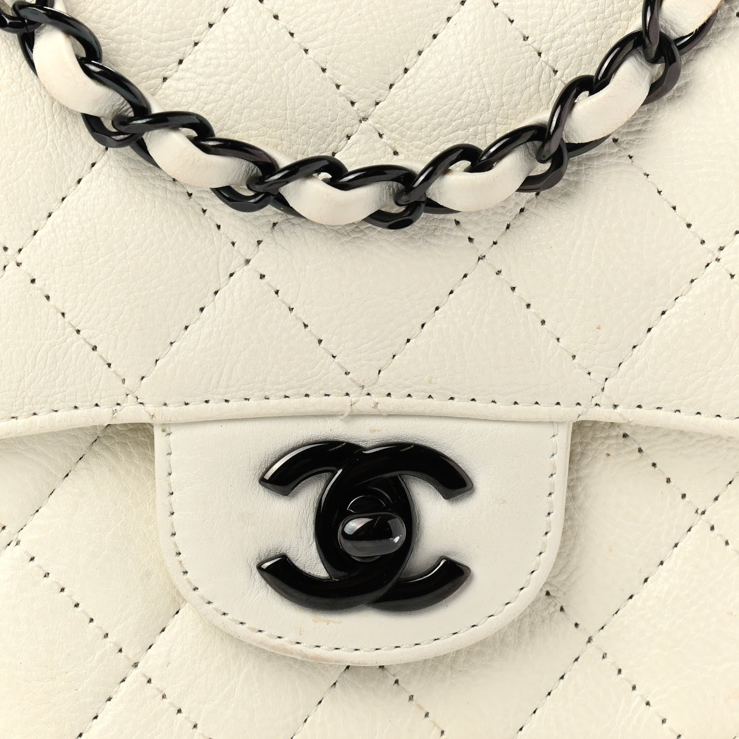 Chanel Crumpled Calfskin Quilted Mini Square Flap White 14 of 14