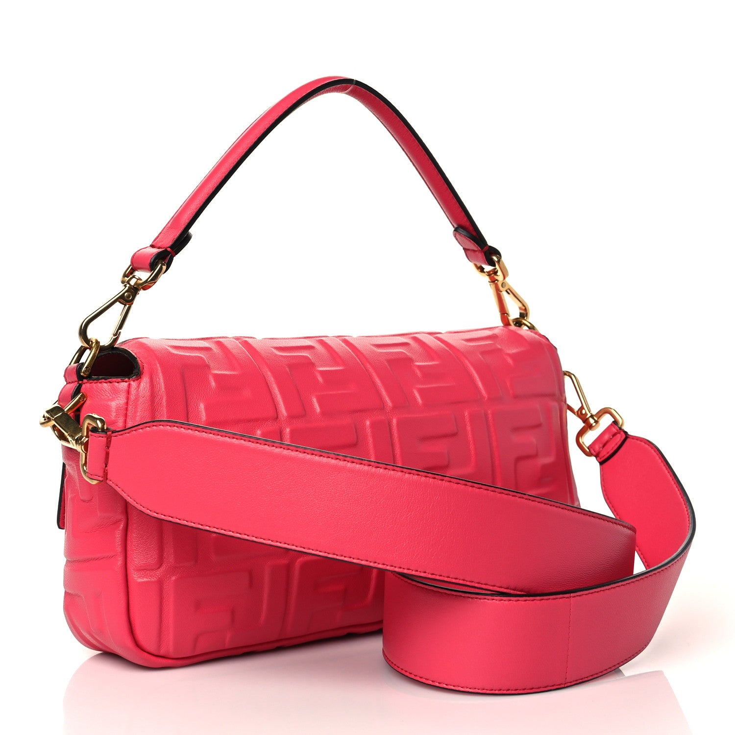 Fendi Nappa FF 1974 Embossed Baguette Lampone 3 of 11