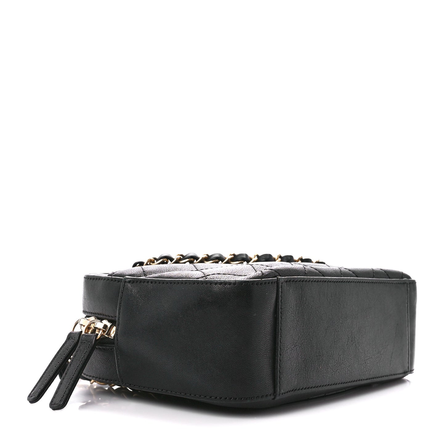 Goatskin Quilted Chanel 19 Camera Case Black