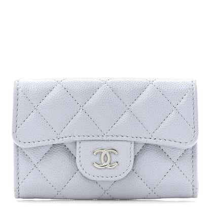 Chanel Caviar Quilted Flap Card Holder Wallet Light Grey 1 of 9