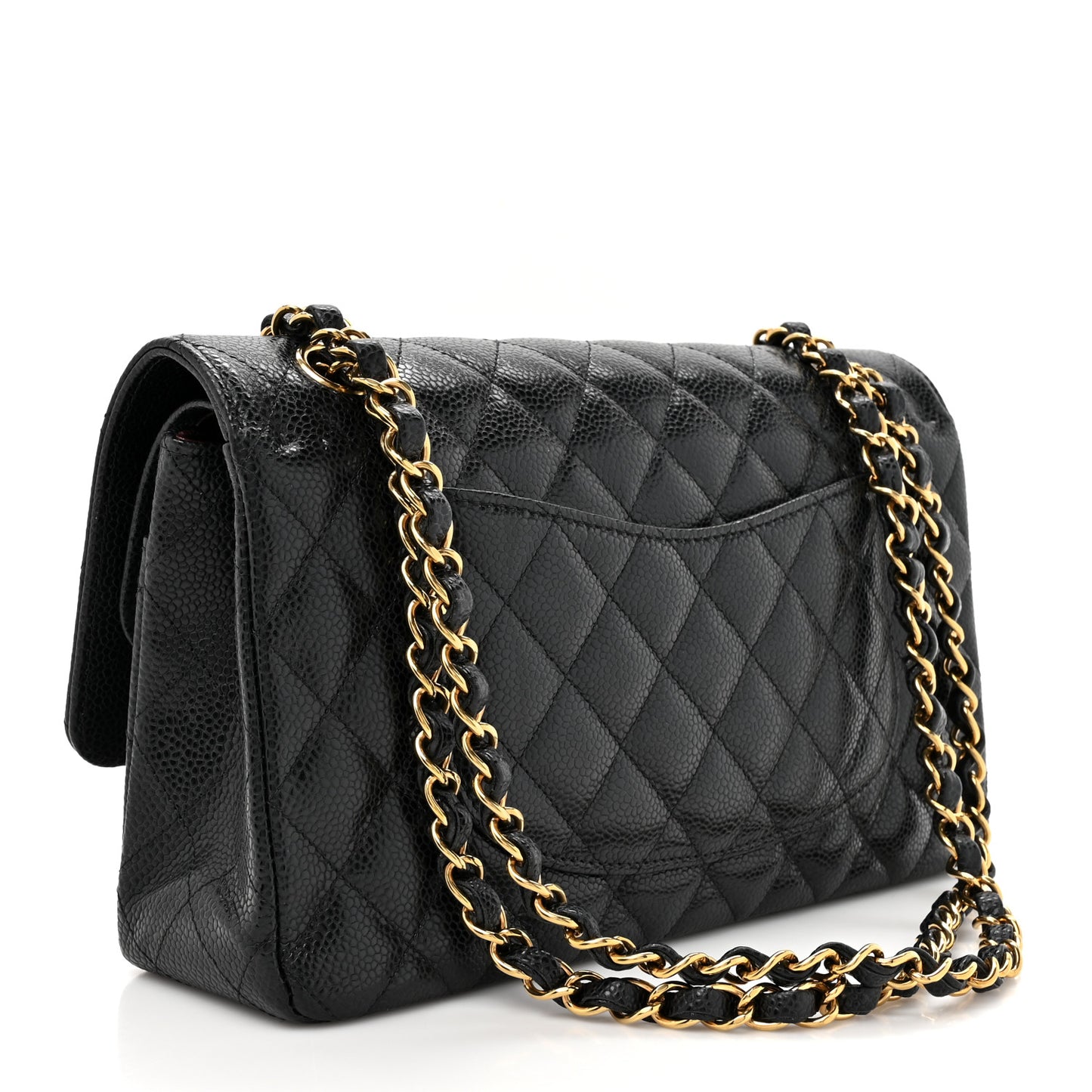 Caviar Quilted Medium Double Flap Black