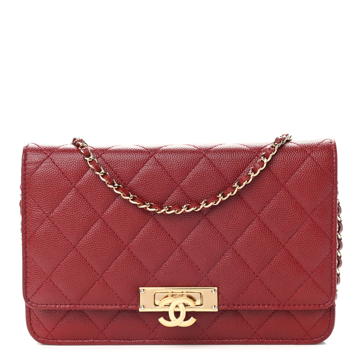 Chanel Caviar Quilted Golden Class Wallet On Chain WOC Red 1 of 14