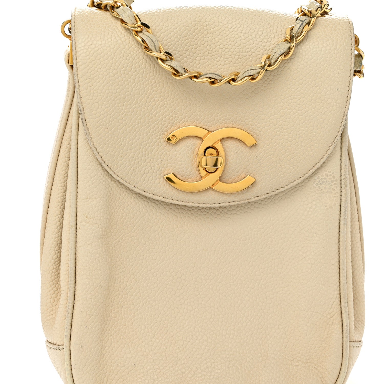 Chanel Caviar Vertical Chain Crossbody Ivory 8 of 13