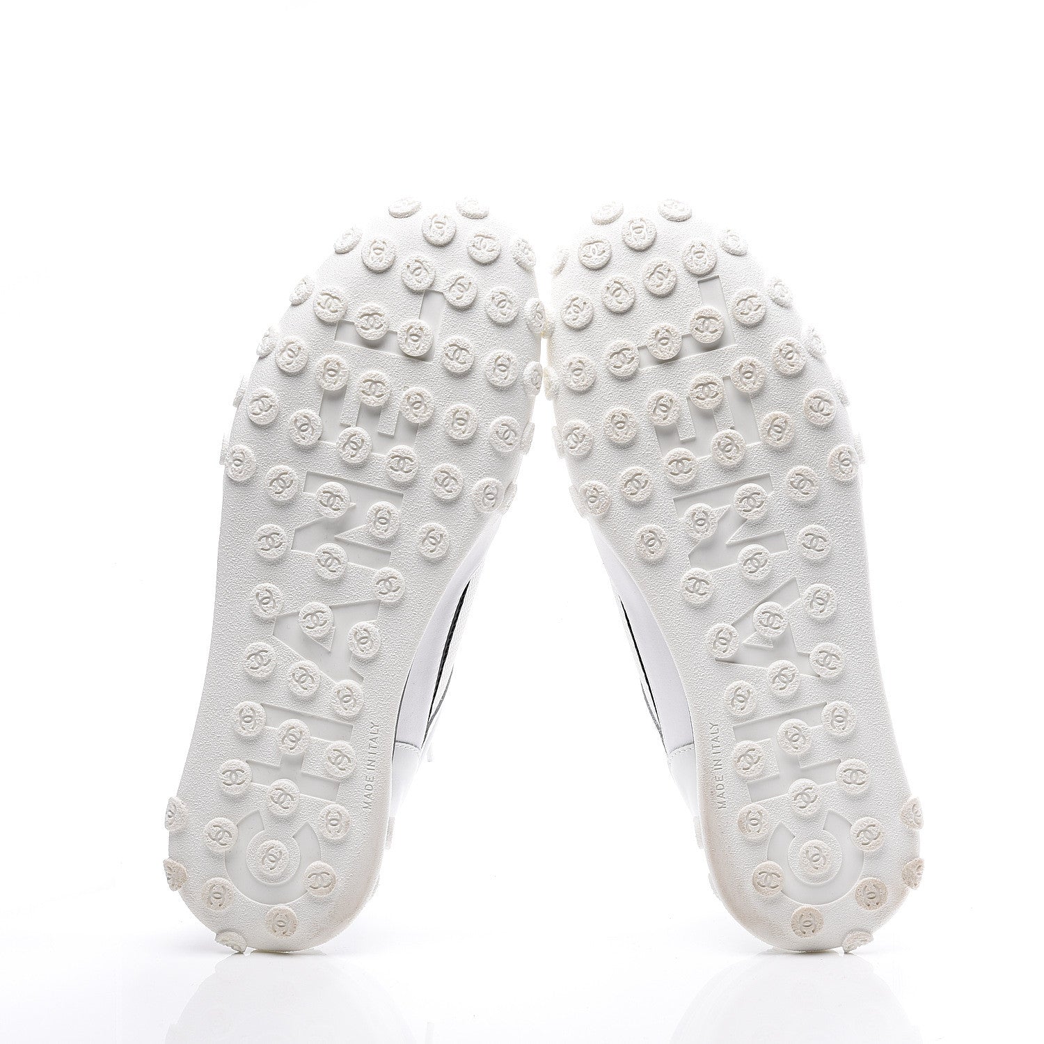 Chanel Calfskin Mesh Lycra Womens Logo Sneakers 38.5 White 6 of 11
