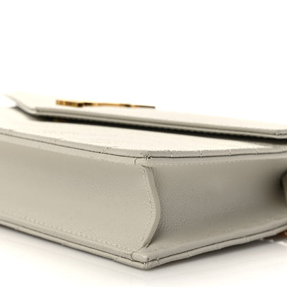 Saint Laurent Grain De Poudre Matelasse Chevron Monogram Envelope Chain Crema Soft 8 of 9