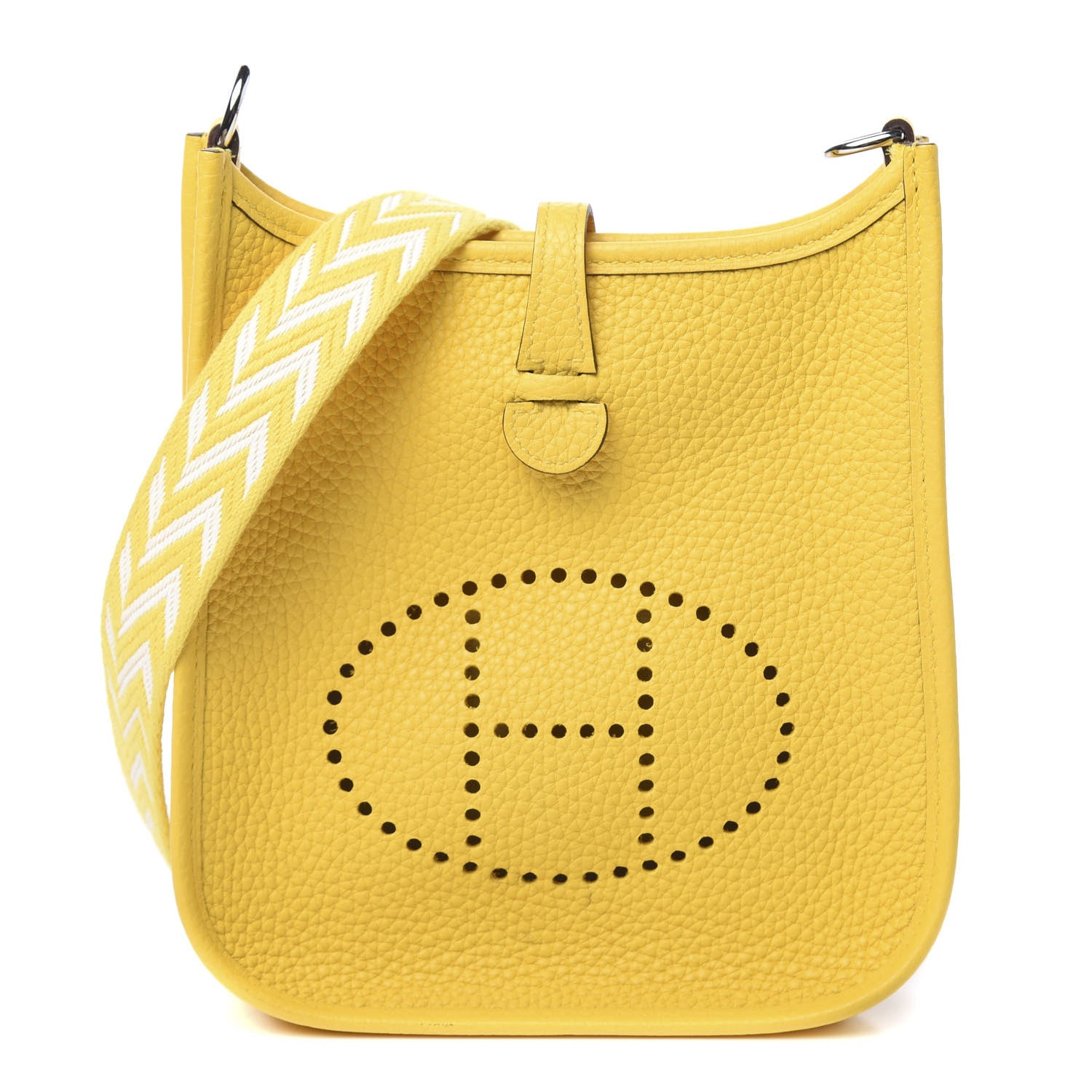 Hermes Taurillon Clemence Amazone Evelyne TPM Jaune De Naples White 1 of 12