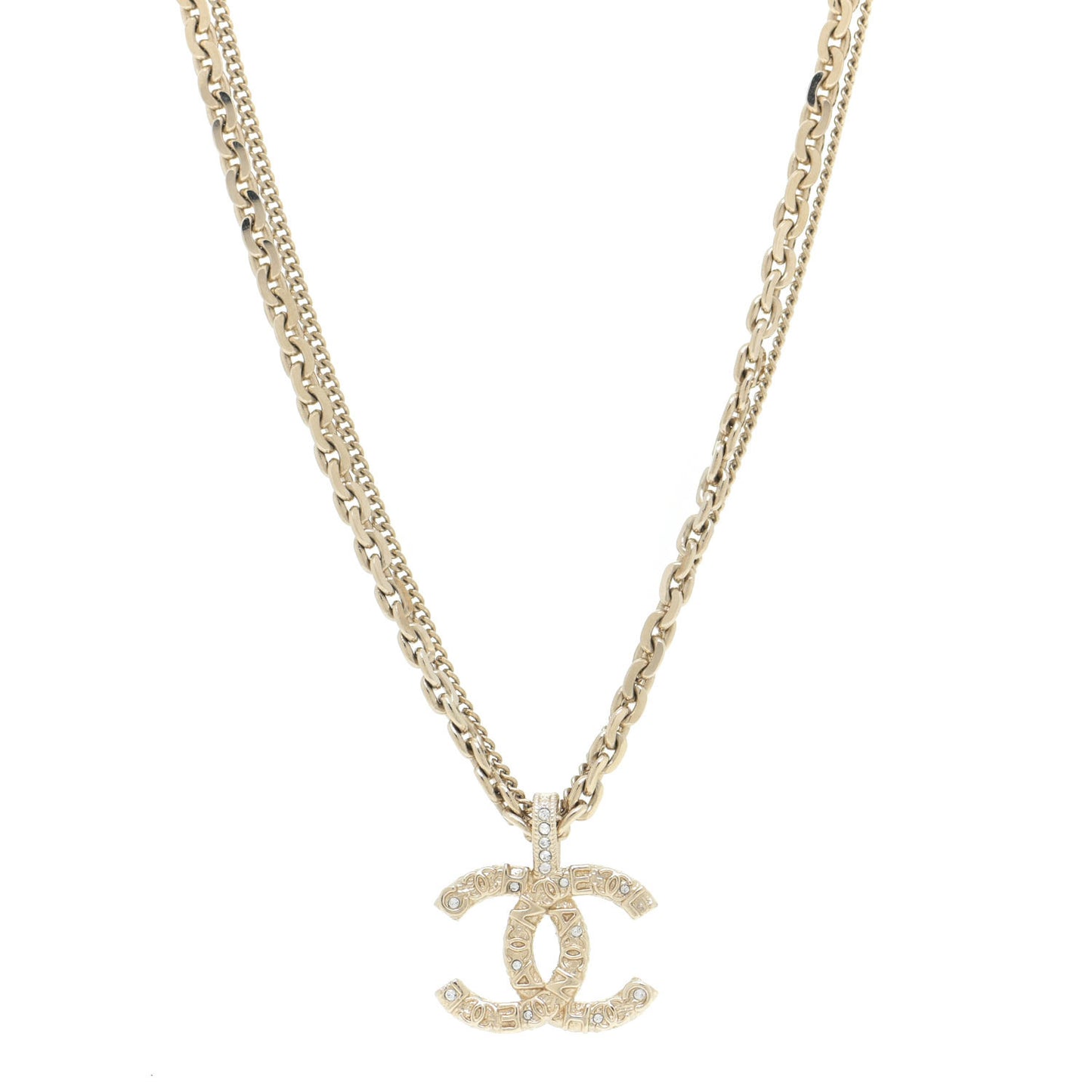 Crystal CC Multi Strand Chain Necklace Gold